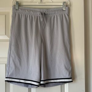 OshKosh B'gosh Light Gray Mesh Shorts with Black & White Hem